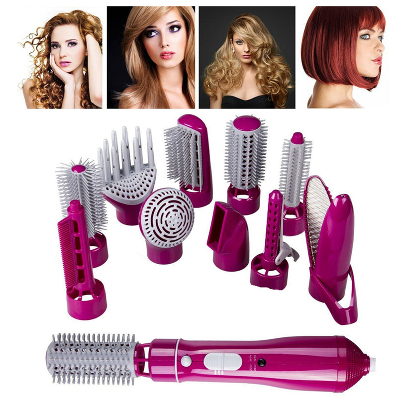 7 in 1Multi-functional Hot Air Comb Dry  Care One Step Hair Dryer Salon Collection Hair Straight Curler Two Use Mostore.com