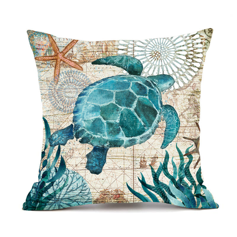 Cushion Covers Sea Turtle Printed Throw Pillow Cases For Home Decor Sofa Chair Seat Mostore.com