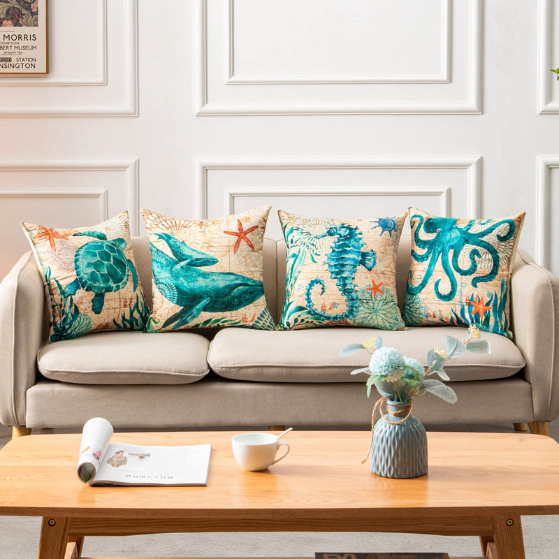 Cushion Covers Sea Turtle Printed Throw Pillow Cases For Home Decor Sofa Chair Seat Mostore.com