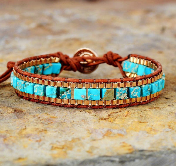 Fashion Imperial Stone Hand-woven Leather Bracelet Mostore.com