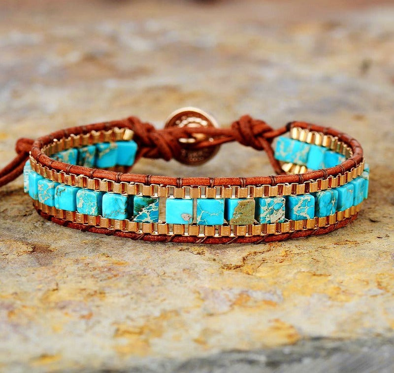 Fashion Imperial Stone Hand-woven Leather Bracelet Mostore.com