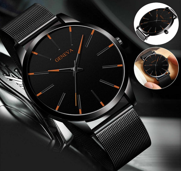 Luxury Men's Quartz Watch Stainless Steel Analog Ultra Thin Waterproof Business Mostore.com