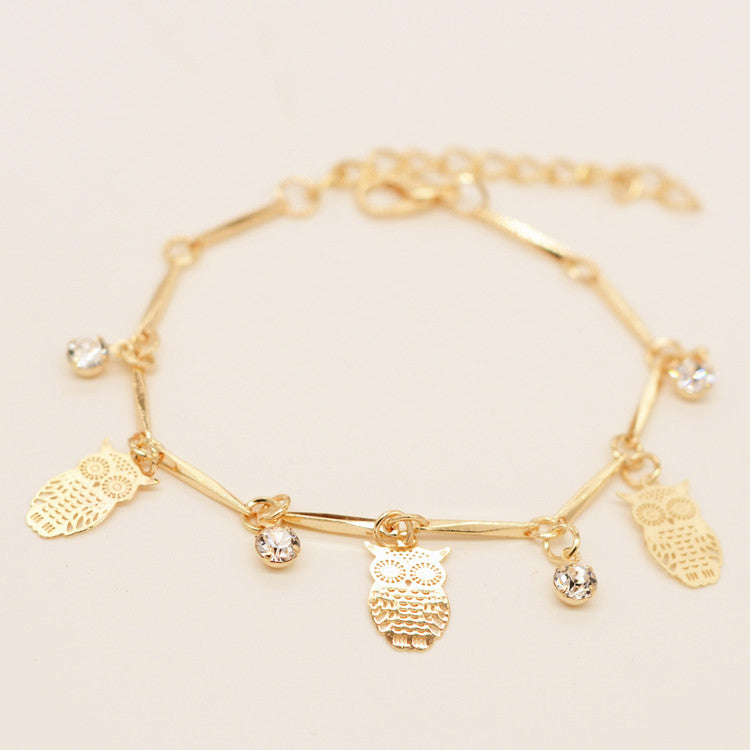 Ethnic Style Golden Owl Tassel Bracelet Mostore.com
