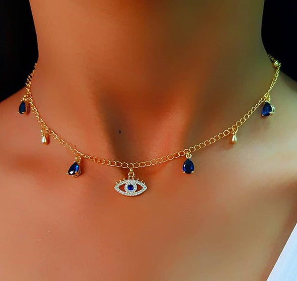 Gold Plated Devil's  Crystal Necklace Mostore.com