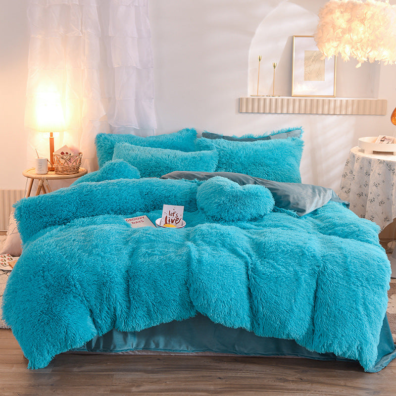 Luxury Thick Fleece Duvet Cover Queen King Winter Warm Bed Quilt Cover Pillowcase Fluffy Plush Shaggy Bedclothes Bedding Set Mostore.com