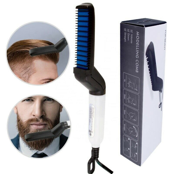 Hair Straightener Men Multifunctional Comb Curling Electric Brush Professional Hair Comb Brush Beard Straightener Hair Curler Fast Heating Styling Tools Mostore.com