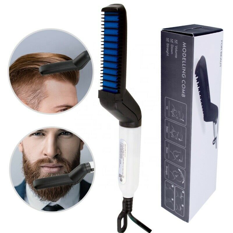 Hair Straightener Men Multifunctional Comb Curling Electric Brush Professional Hair Comb Brush Beard Straightener Hair Curler Fast Heating Styling Tools Mostore.com