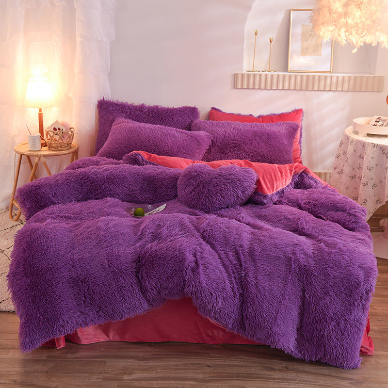 Luxury Thick Fleece Duvet Cover Queen King Winter Warm Bed Quilt Cover Pillowcase Fluffy Plush Shaggy Bedclothes Bedding Set Mostore.com