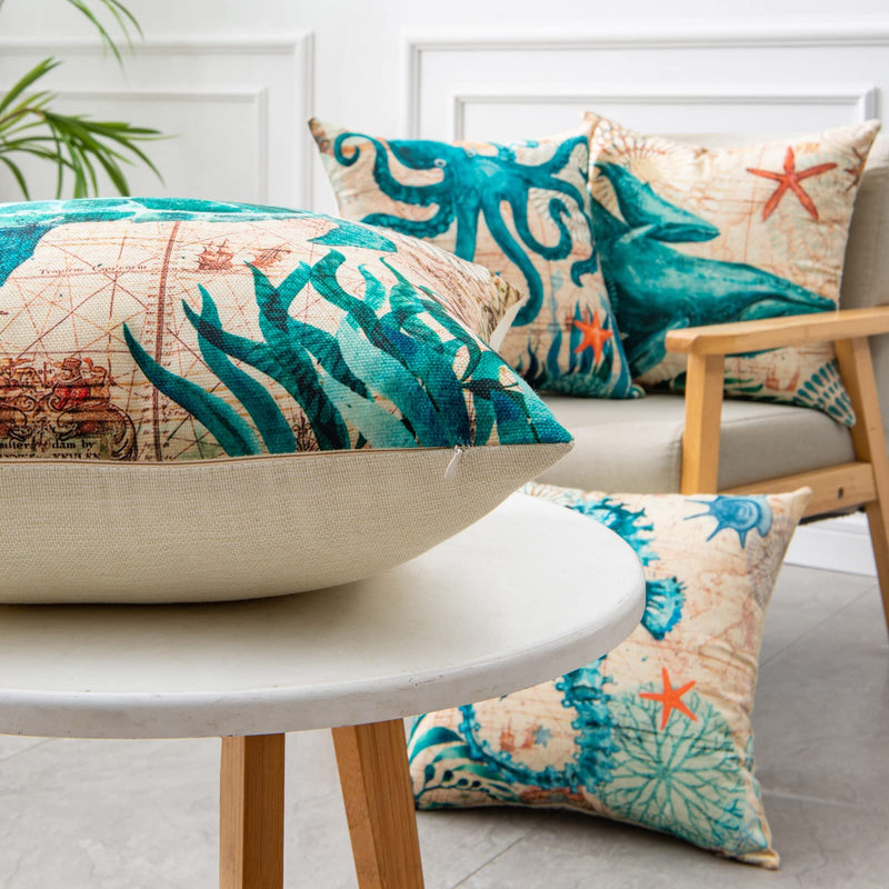 Cushion Covers Sea Turtle Printed Throw Pillow Cases For Home Decor Sofa Chair Seat Mostore.com