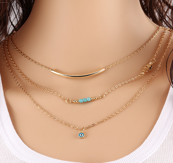 Double-layer Triangle Necklace Multi-layer Clavicle Chain Mostore.com