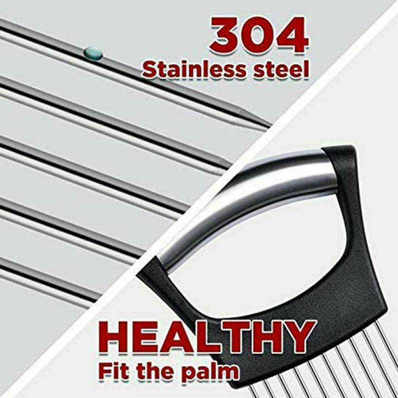 Food Slice Assistant - Stainless Steel Onion Holder Slicer Tomato Cutter NonSlip Mostore.com