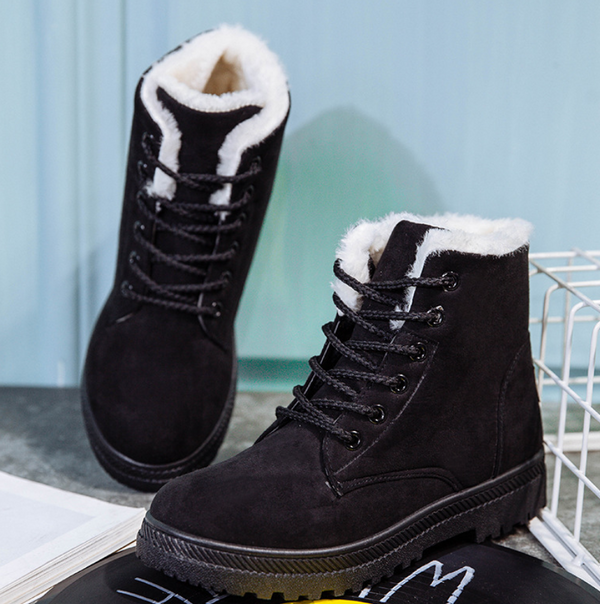 Winter New Women Snow Boots Flat With Large Size Casual Cotton Shoes Trend Women Vulcanized Shoes Artificial Plush Mostore.com