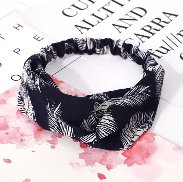 Women Retro Style Hairband floral Print Headband Cross Mostore.com