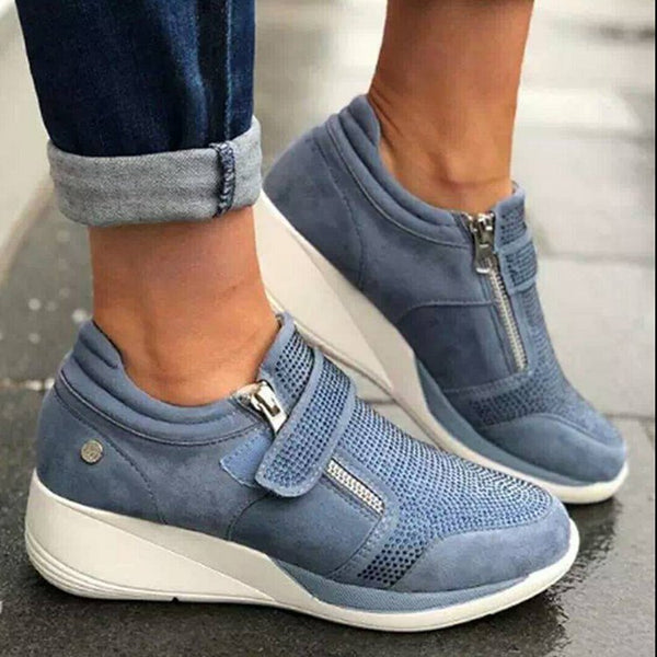 Canvas Shoes Lovely Round Head Thick Bottom Rhinestone Velcro Single Shoes Mary Jane Women's Style Mostore.com