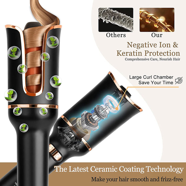 Automatic Curling Iron Air Curling Flat Iron Magic Wand Wave Styling Automatic Rotating Curling Wand Salon Styling Mostore.com
