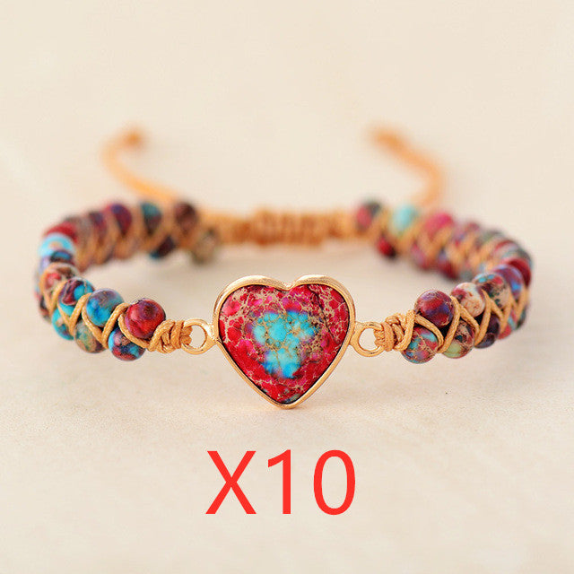 Red Emperor Stone Bracelet Peach Heart Love Bracelet Braided Bracelet Mostore.com