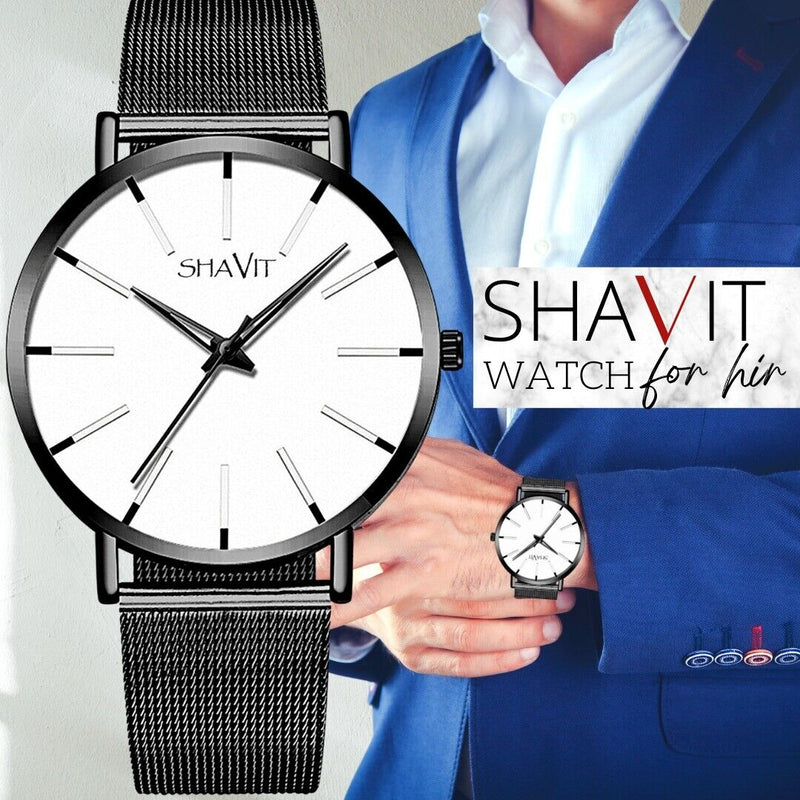 Luxury Men's Quartz Watch Stainless Steel Analog Ultra Thin Waterproof Business Mostore.com