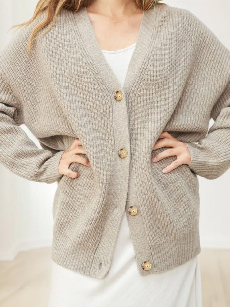 Popular Solid Color Cardigan Sweater Coat For Women American Varieties