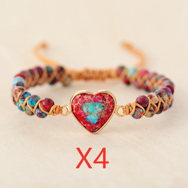 Red Emperor Stone Bracelet Peach Heart Love Bracelet Braided Bracelet Mostore.com