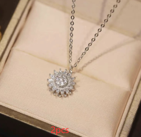 Rotatable Sunflower Necklace Full Of Diamonds Mostore.com