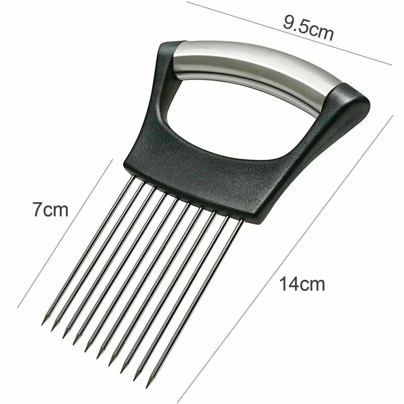 Food Slice Assistant - Stainless Steel Onion Holder Slicer Tomato Cutter NonSlip Mostore.com