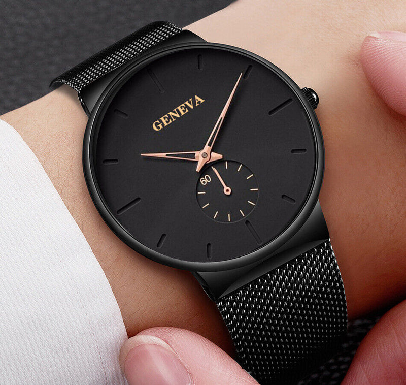 Men Quartz Watch Relojes De Hombre Minimalist Ultra Stainless Steel Band Watches Mostore.com