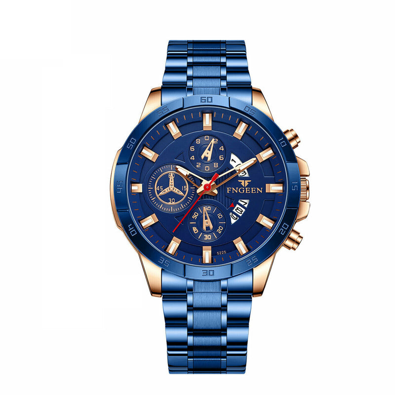 Men's Watch Stainless Steel Quartz Classic Business Wristwatch For Men - Blue Mostore.com