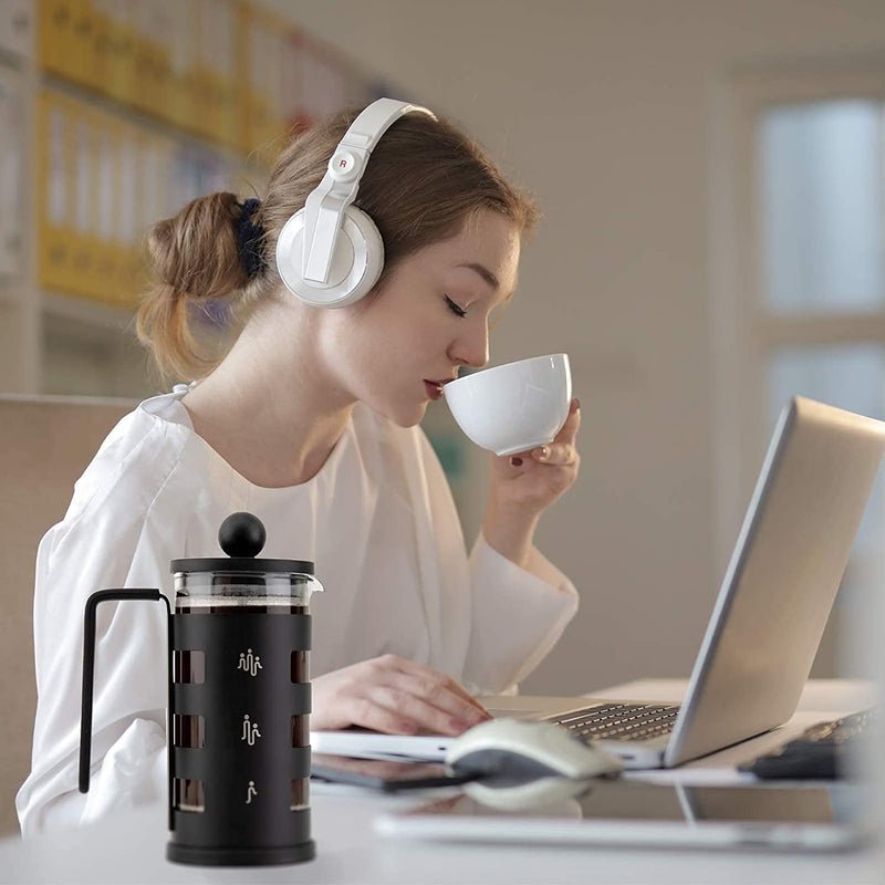 Stainless Steel Cafetiere 8 Cup, RAINBEAN French Press Coffee Maker Easy Cleaning Cafeteria, Double Walled Heat Resistant Borosilicate Glass Coffee Caffettiera, 1000ml /34 oz, Black, Amazon Banned Mostore.com