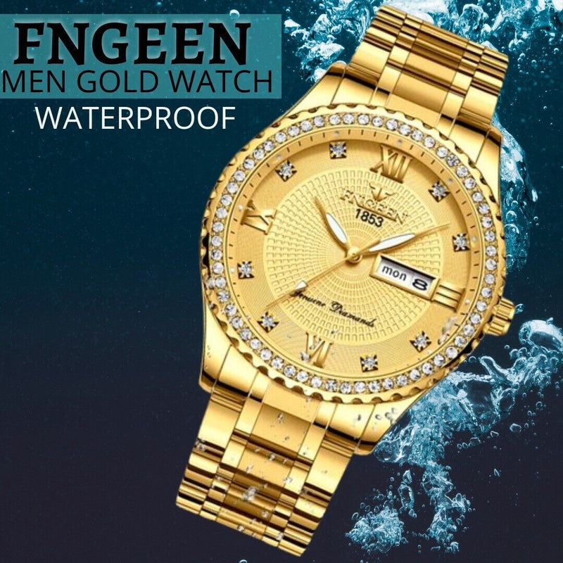 Classic Gold Men Quartz Watch Relojes De Hombre Stainless Steel Business Watches Mostore.com