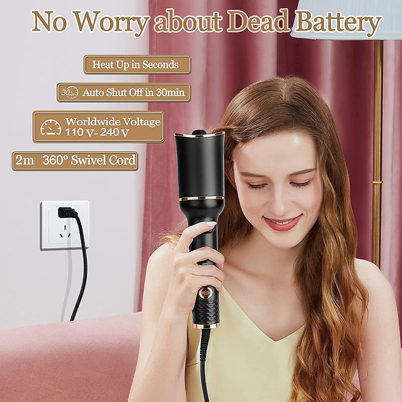 Automatic Curling Iron Air Curling Flat Iron Magic Wand Wave Styling Automatic Rotating Curling Wand Salon Styling Mostore.com
