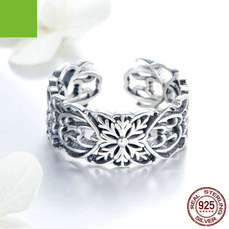 Vintage Flower Ring Silver 925 Sterling Silver Ring Mostore.com