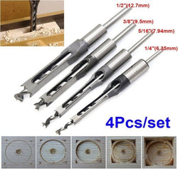 Square Auger Drill Bit Cut Mortising Chisel Woodworking Tool Set American Varieties