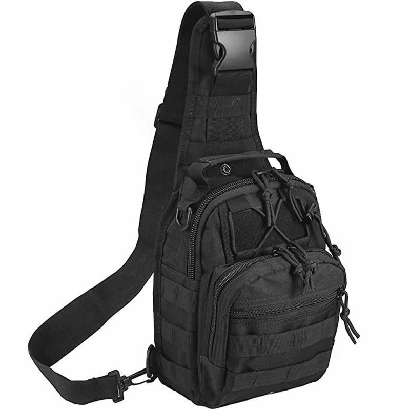 Men Backpack Tactical Sling Bag Chest Shoulder Body Molle Day Pack Pouch Black Mostore.com