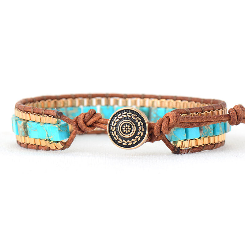 Fashion Imperial Stone Hand-woven Leather Bracelet Mostore.com