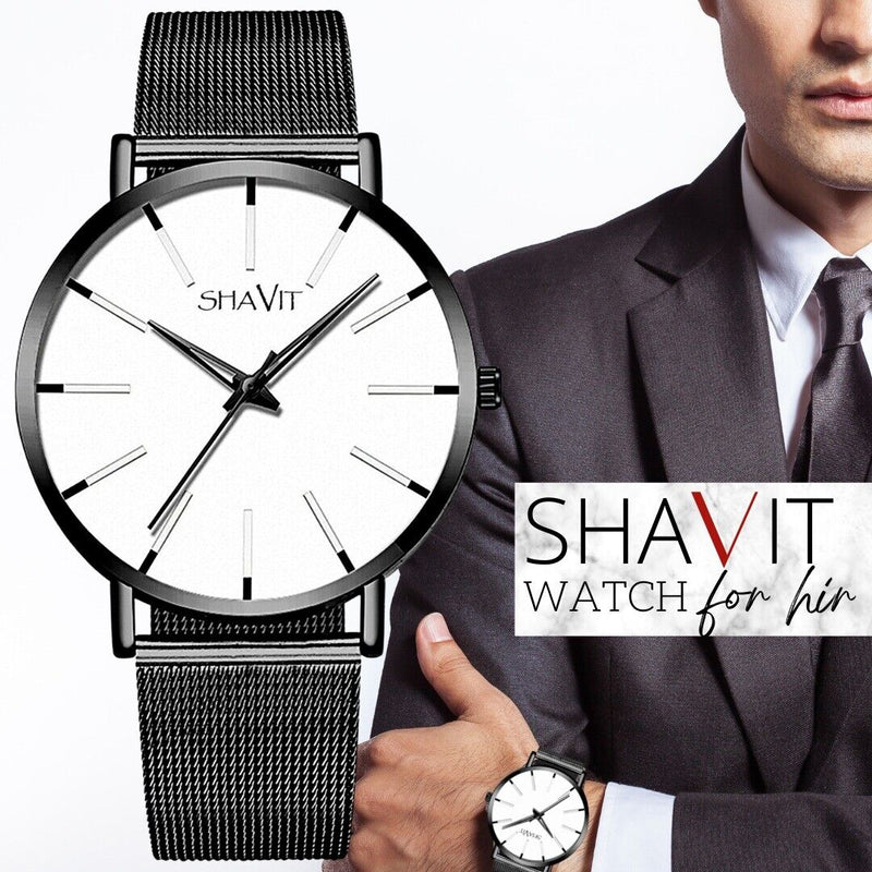 Luxury Men's Quartz Watch Stainless Steel Analog Ultra Thin Waterproof Business Mostore.com