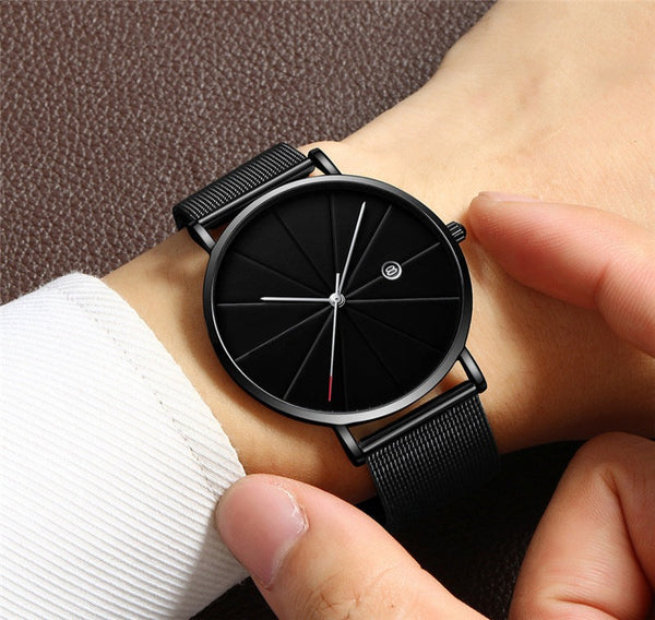 Simple calendar watch male creative waterproof quartz watch Mostore.com