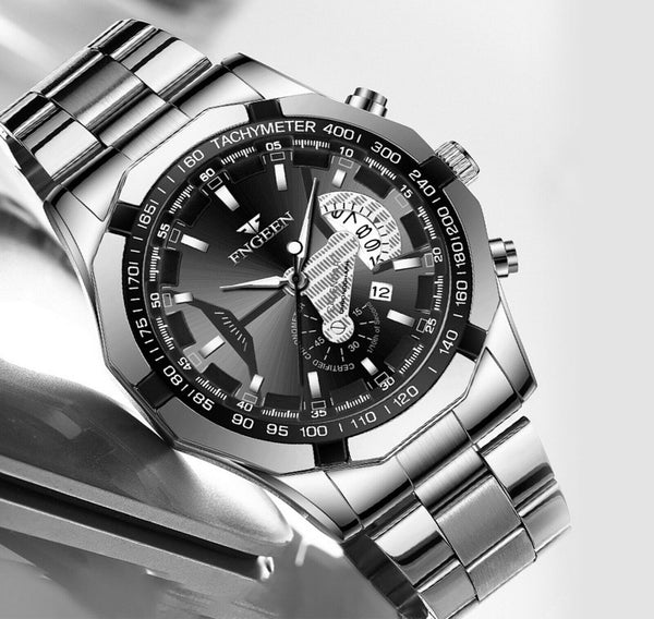 Classic Silver Watch For Men Quartz Analog Wristwatch Stainless Steel Business Mostore.com