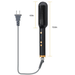 2-in-1 Electric Hair Straightener Brush Hot Comb Adjustment Heat Styling Curler Mostore.com