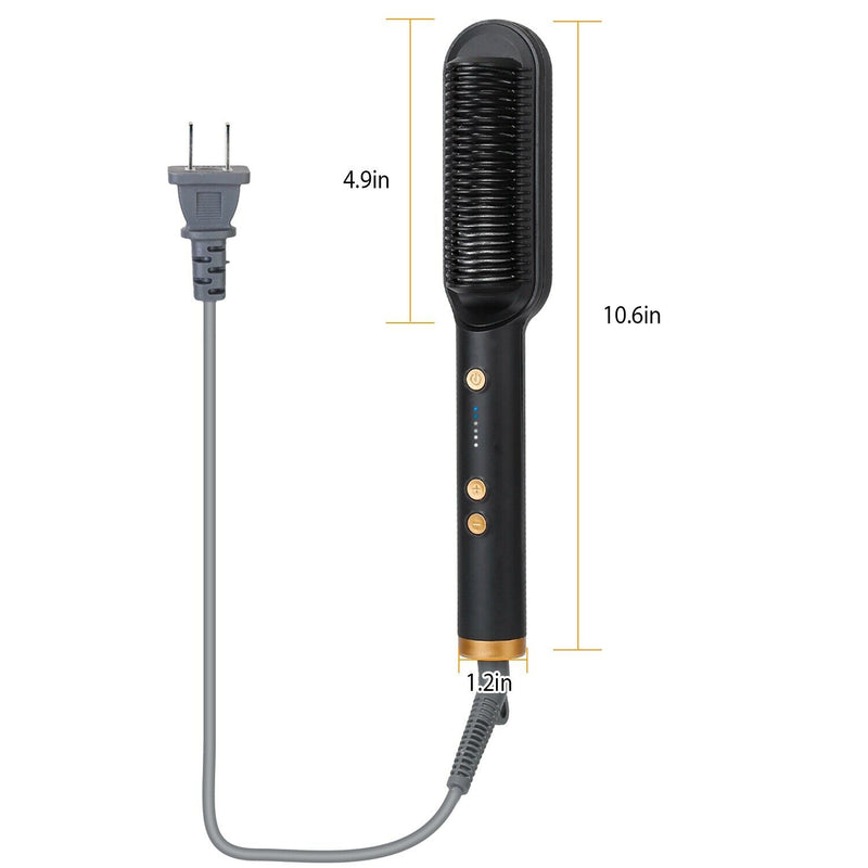 2-in-1 Electric Hair Straightener Brush Hot Comb Adjustment Heat Styling Curler Mostore.com