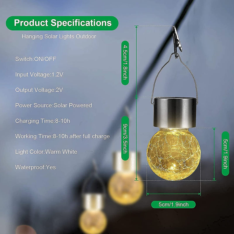 Outdoor Hanging Solar Lights Waterproof Glass Decorative Garden Lights Solar Lantern With Handle For Yard,Garden,Patio American Varieties