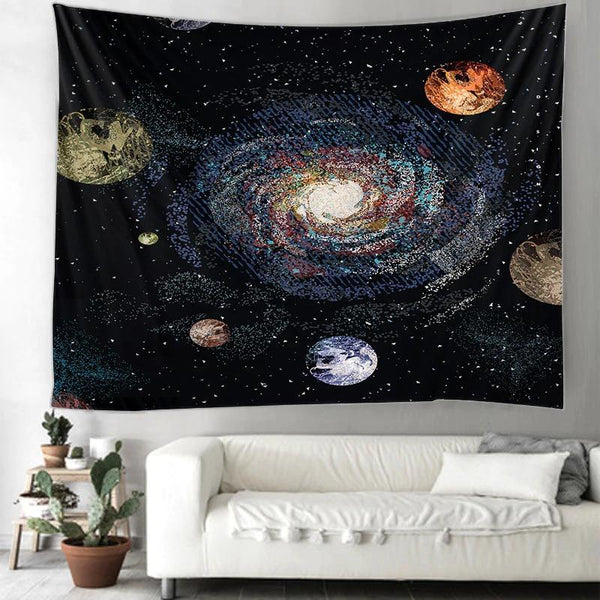 Printed Solar System Tapestry Multifunctional Tapestry Sitting Blanket Wall Hanging CJ