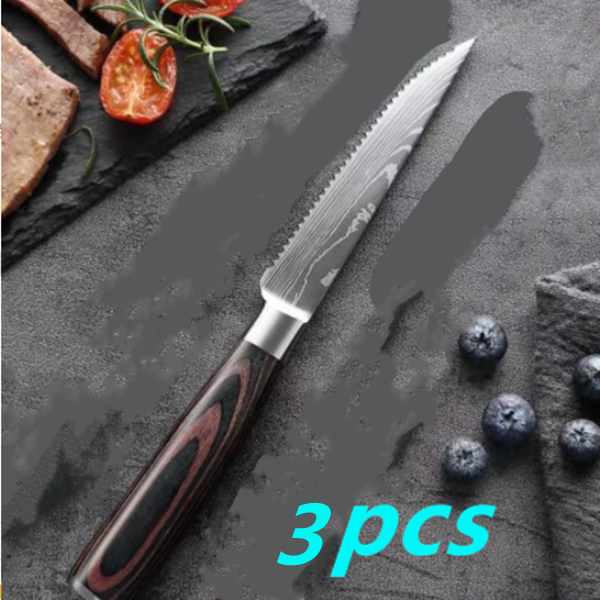 Color Wooden Handle Steak Knife Stainless Steel Western Kitchen Knives Kitchen Fruit Knife Mostore.com