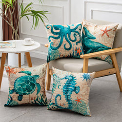 Cushion Covers Sea Turtle Printed Throw Pillow Cases For Home Decor Sofa Chair Seat Mostore.com