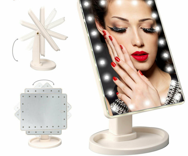 Professional 22 LED Makeup Mirror Light Portable Rotation Vanity Lights Lamp Touch Bright Adjustable USB Or Battery Use 22 LED Makeup Mirror Lighted Stand Tabletop Touch Screen Vanity White or Black Mostore.com