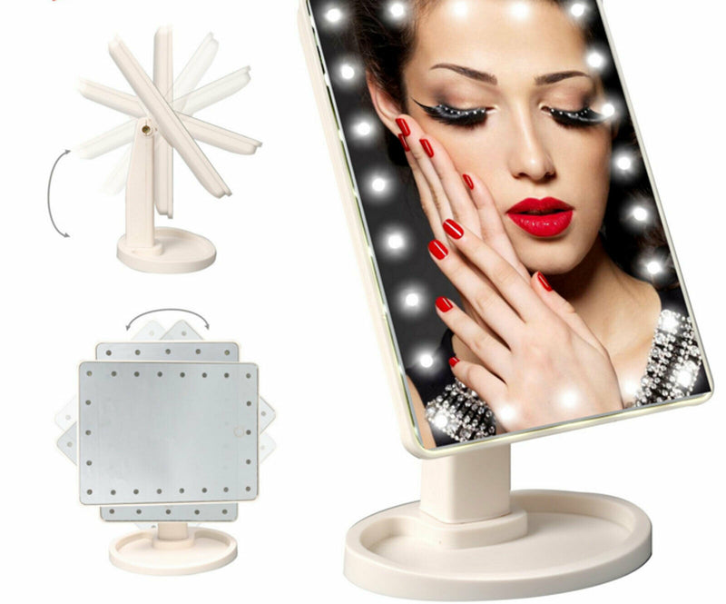 Professional 22 LED Makeup Mirror Light Portable Rotation Vanity Lights Lamp Touch Bright Adjustable USB Or Battery Use 22 LED Makeup Mirror Lighted Stand Tabletop Touch Screen Vanity White or Black Mostore.com