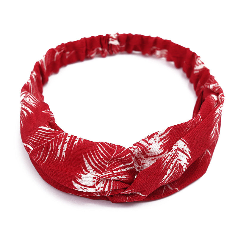 Women Retro Style Hairband floral Print Headband Cross Mostore.com