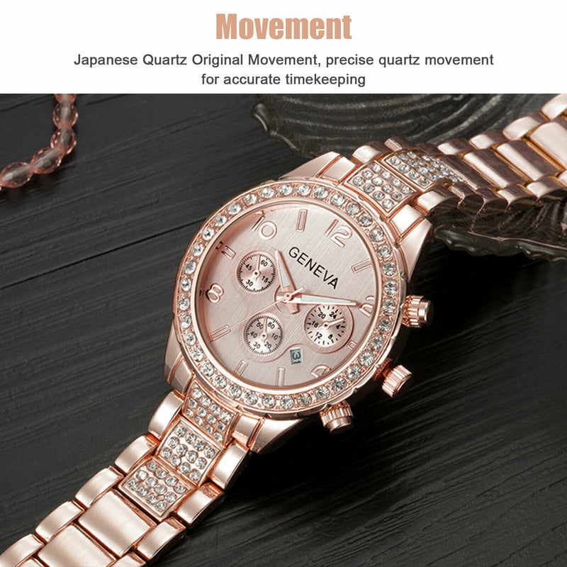 Women Classic Stainless Steel Crystal Quartz Round Analog Wrist Watch For Women Mostore.com