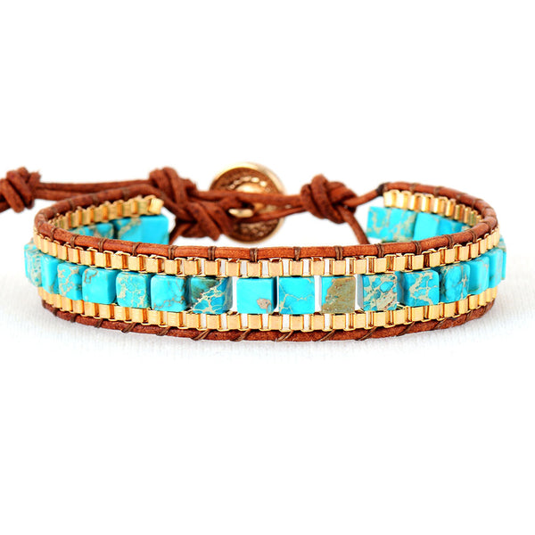 Fashion Imperial Stone Hand-woven Leather Bracelet Mostore.com