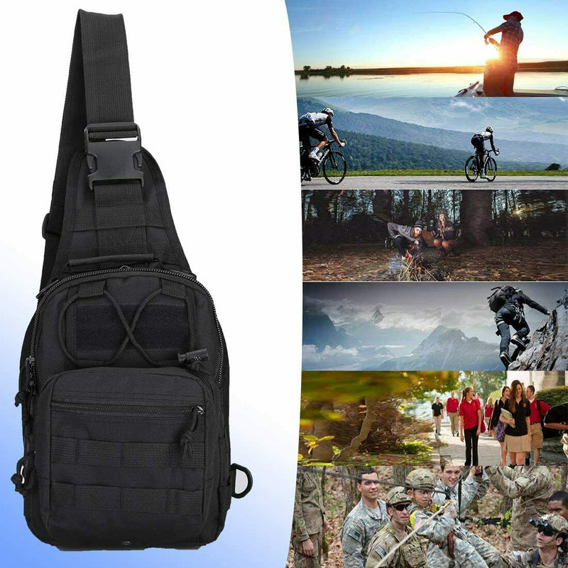 Men Backpack Tactical Sling Bag Chest Shoulder Body Molle Day Pack Pouch Black Mostore.com