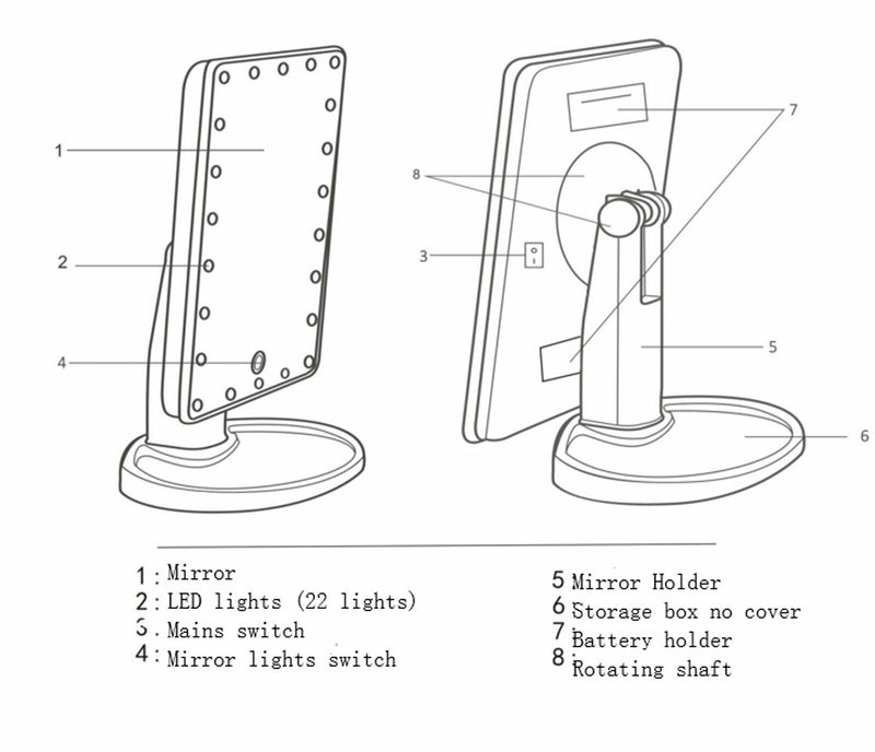 Professional 22 LED Makeup Mirror Light Portable Rotation Vanity Lights Lamp Touch Bright Adjustable USB Or Battery Use 22 LED Makeup Mirror Lighted Stand Tabletop Touch Screen Vanity White or Black Mostore.com